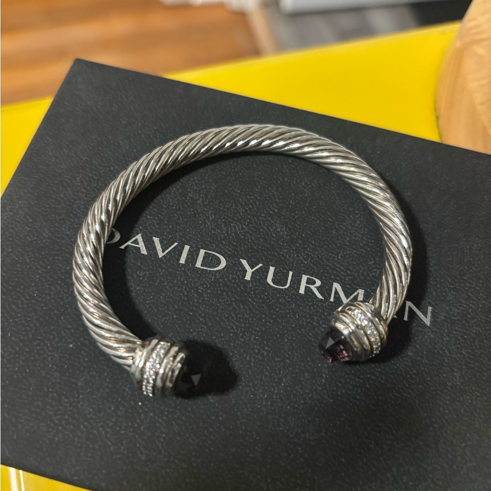 David Yurman 7.5mm Silver Bracelet with Amethyst Accents